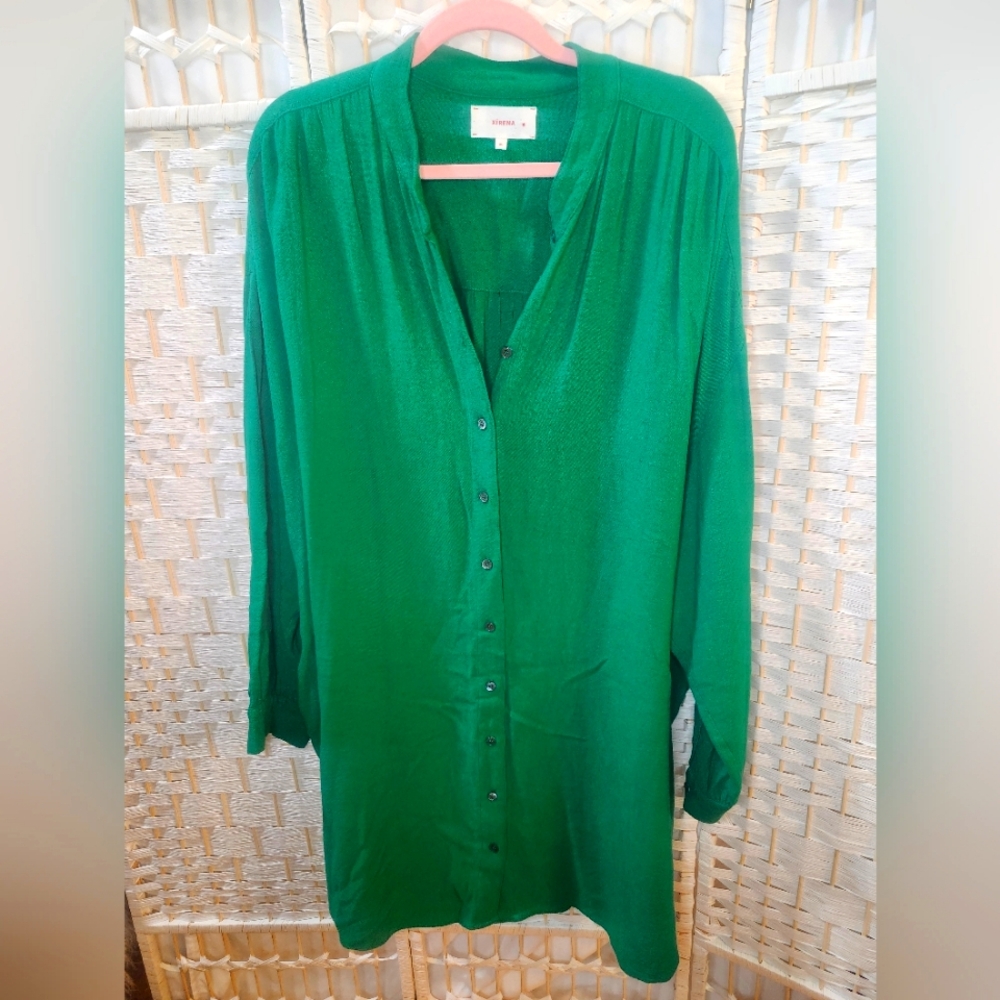 XiRENA- Vibrant Green Button Down Tunic Dress